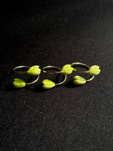 Adjustable Rings w/ Green Pikake Flowers