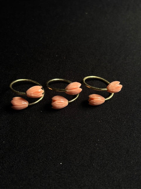 Adjustable Rings w/ Pink Pikake Flowers