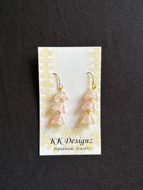 Pink Frosted Teardrop Dangle on Gold