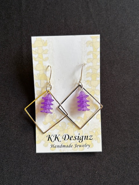 Mini Purple Puakenikeni Diamonds on Silver