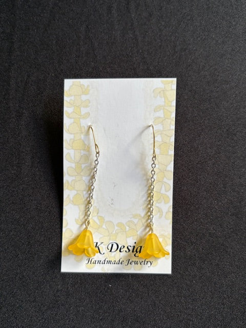 Orange Puakenikeni Dangle Chain on Silver