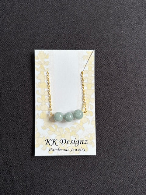 Jade Pearl Bar on Gold Chain