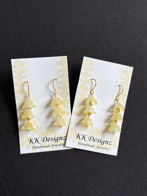 Yellow Frosted Crown Flower Dangle on Gold