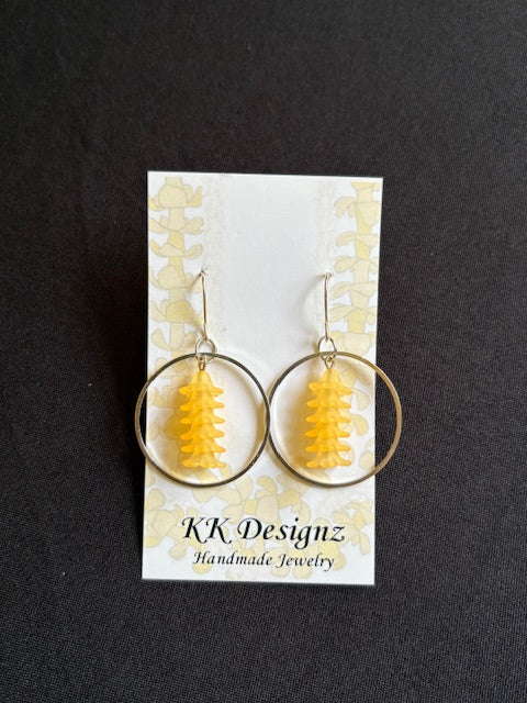 Mini Yellow Puakenikeni Hoops on Silver