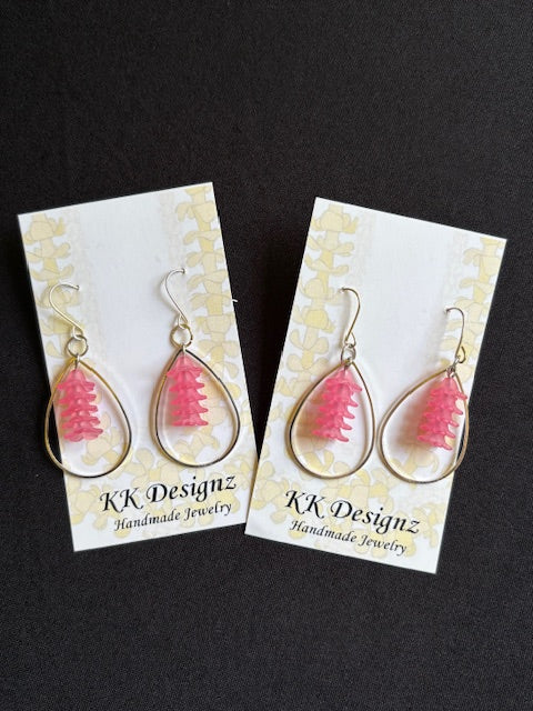 Mini Pink Puakenikeni Teardrop on Silver