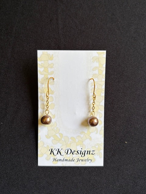 Chocolate Pearl Dangle on Gold