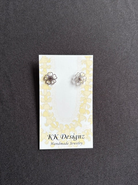 Silver Hibiscus Studs