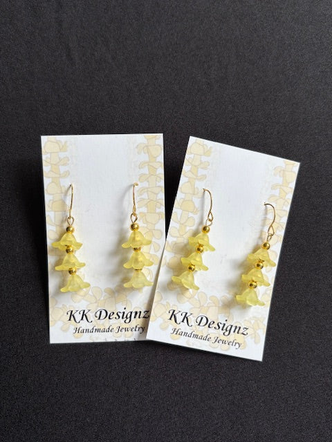 Yellow Puakenikeni Dangle on Gold