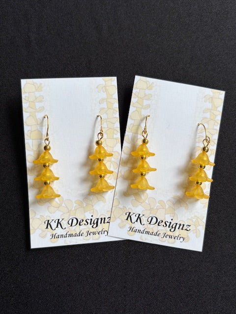 Yellow Puakenikeni Dangle on Gold