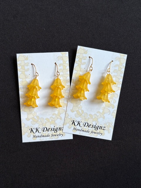 Orange Puakenikeni Dangle in Gold