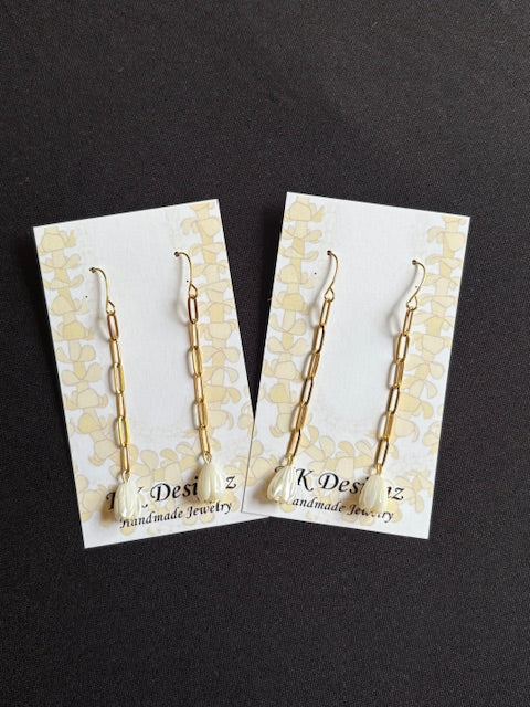 White Mother of Pearl Pikake Links in Gold